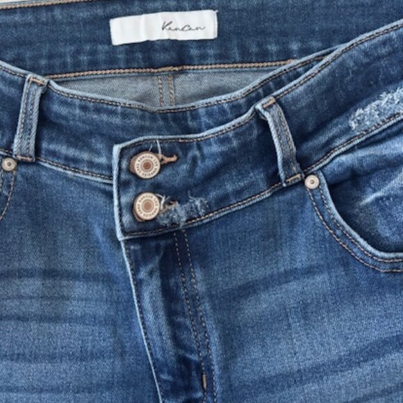 KanCan Johns Creek High Rise CrossOver Waist Flare Blue Jeans size 13/30 - Picture 8 of 9